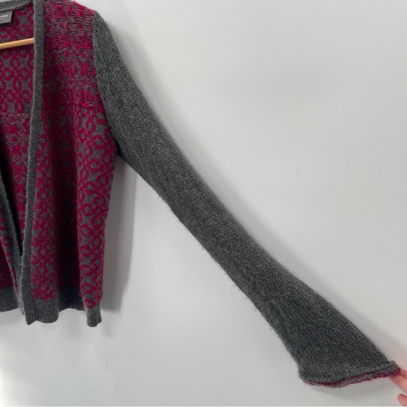 Wooden Ships Mohair Wool Blend Gray Pink Soft Open Cardigan Sweater Size M/L - Picture 4 of 7
